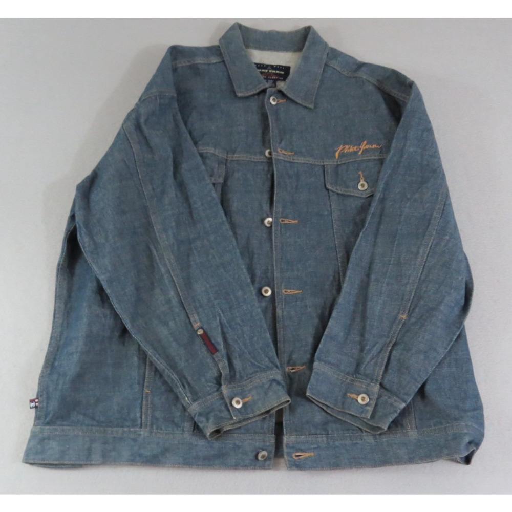 Vintage Phat Pharm 90s Hip Hop Oversized Denim Chore Jacket Men's XXXL New York‎